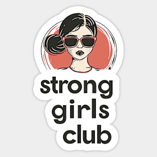 Empowerment Chic: Retro-Inspired 'Strong Girls Club' Illustrated Art Print Sticker